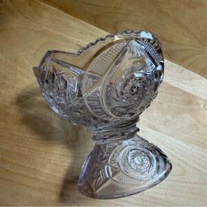 🍒Antique US Glass Co. Star Pattern Clear Glass Mini Punch Bowl EAPG USA c. 1907🍒